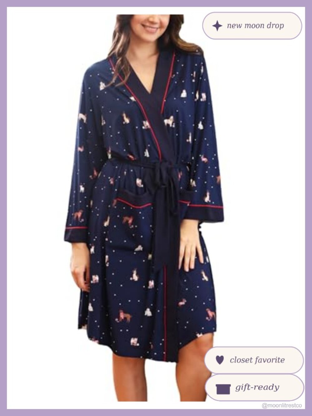 Bamboo Viscose Robe with Pockets Soft Lightweight Knee Length Bathrobe